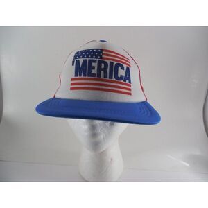 Merica Trucker Snapback Hat‎ Vintage American Red White Blue